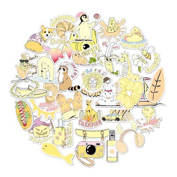 

35pcs/lot cartoon girl yellow literature and art style sticker graffiti diy stickers for guitar motorcycle lapluggage skateboard