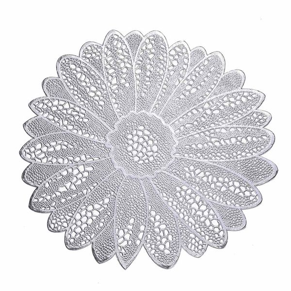 

pvc table placemat hollow floral shaped anti-slip place mat kitchen supplies js23
