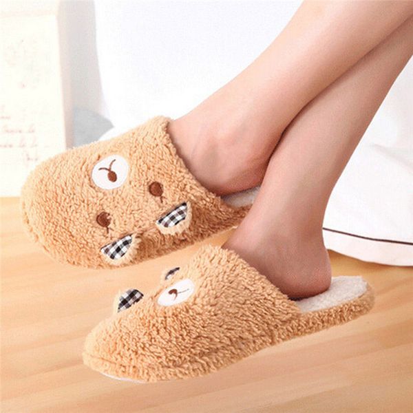 

winter women slipper home shoes for women chinelos pantufas adulto fashion lovely bear pig indoor house slippers with fur, Black