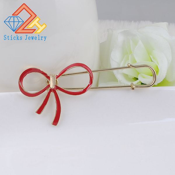 

fashion jewelry women pins crystal bow gold alloy brooch, Gray