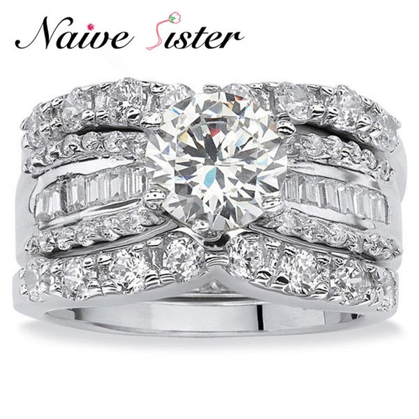 T-Jewelry Fashion Luxury Zircon Rings Silver Color Rings Jewelry For Women Wedding Rings