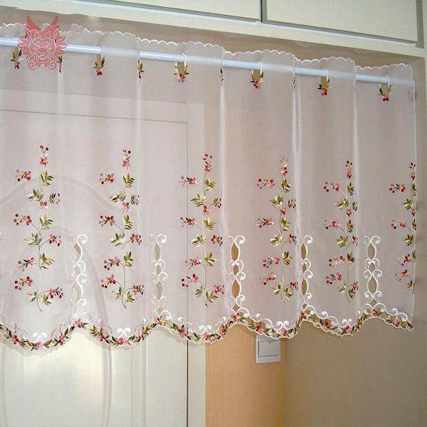 

2016 new fashion floral embroidery lace half-curtain bay window curtain for coffee kitchen room home decor sp3623 ing