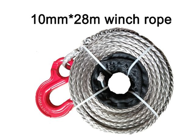 

10mm * 28m synthetic winch line / uhmwpe rope with wll 3.2t hook