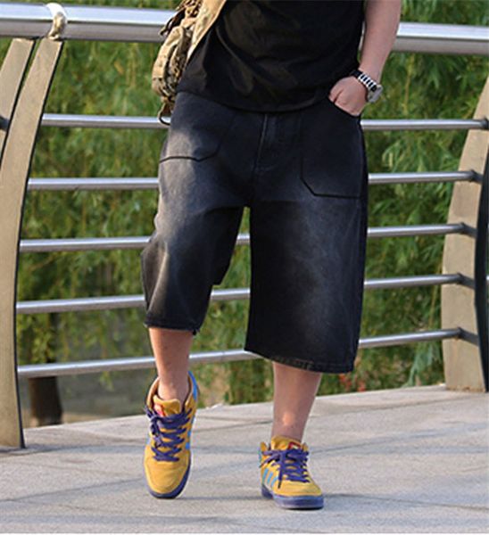 

2015 summer brand hip hop harem baggy pants men denim jeans shorts skate jeans shorts for men plus size 30-46 fs4934, Blue