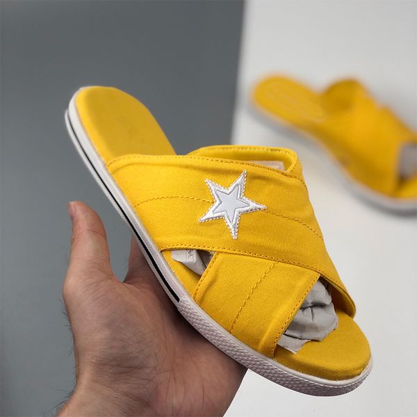 

2020 men women sandals one star slide slippers black yellow designer shoes summer classic womens beach sandal sport casual flip flop 36-42, White;red