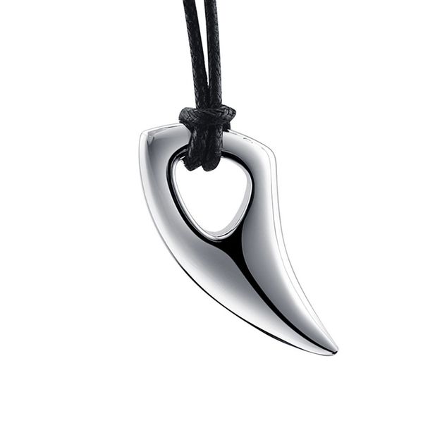 

pendant accessories men necklace fashion valentines day durable casual wolf teeth shaped jewelry classic gift stainless steel, Silver