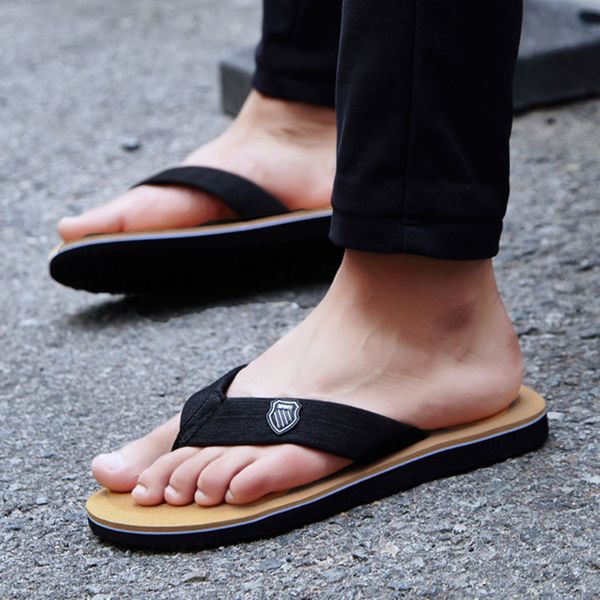 

new arrival summer men flip flops beach sandals anti-slip zapatos hombre casual shoes wholesale a10, Black