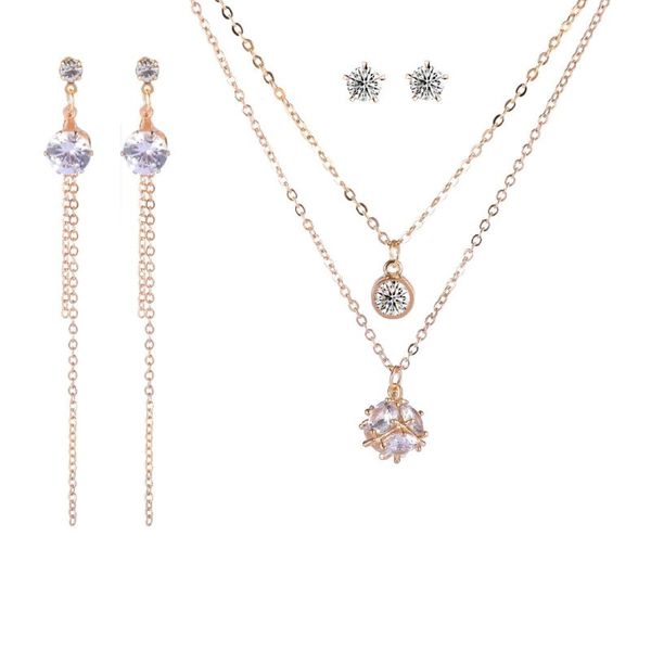 

creative-zircon necklace earrings set new style environmentally friendly maintains color accessories, Black