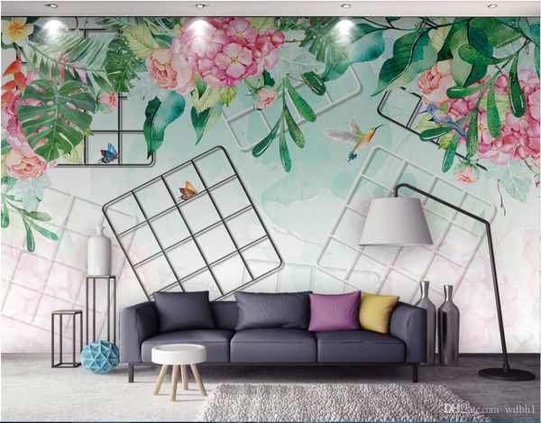 

3d room wallpaper cloth custom p nordic minimalistic grid flowers and flowers wallpaper for walls 3 d print fabric wall covering