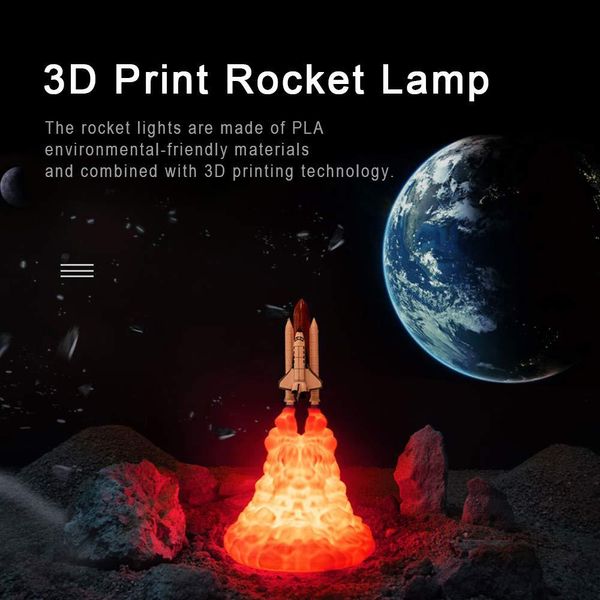 

3d печатная лампа ракета электронные подарки странные новые творческие продукты украшения светодиодные ночь свет предпочтительный подарок