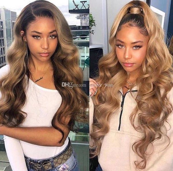 

brazilian human full lace hair wigs #1bt 27 honey blonde bleached knots lace front human hair wigs with baby hair no shedding, Black;brown