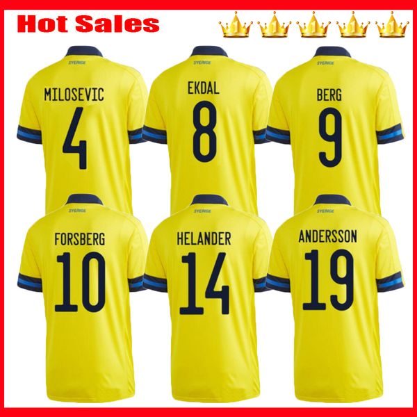 

men +kids kits 2020 2021 sweden soccer jersey home yellow 20 21 sverige forsberg lindelof berg ibrahimovic team football uniforms shirts, Black;yellow