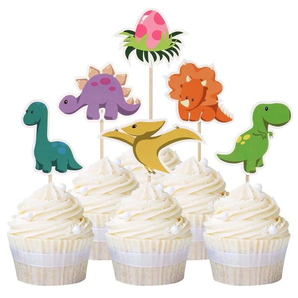 

12pcs cute dinosaur theme cupcake ers kids birthday cupcake picks roar celebrating party decors animal party favor