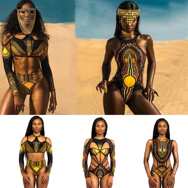

brazilian tribal print high waist bikini swimsuit 2018 caged bandage swim good quality two piece swimwear women bathing suit xl