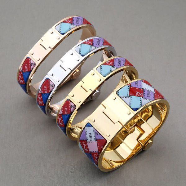 

2020luxury дизайнерские ювелирные изделия женские браслеты женские браслеты модный тренд синий бриллиант h браслет широкий и узкий модный бр, Black