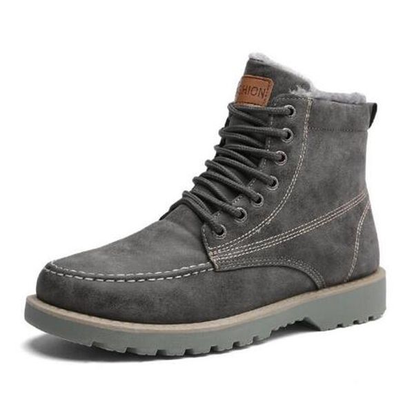 

men ankle snow boots vintage lace up high shoes fashion winter autumn warm boots casual outdoor h290, Black