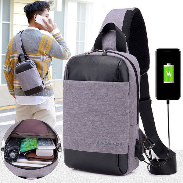 

anti-theft bag men shoulder bag messenger outdoor travel chest pack backpack with usb port student school shoulder outdoor