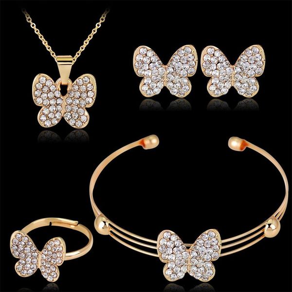 

women personality earrings elegant bracelet rhinestone 1.3cm/0.5inch gold necklace ring set jewelry, Silver