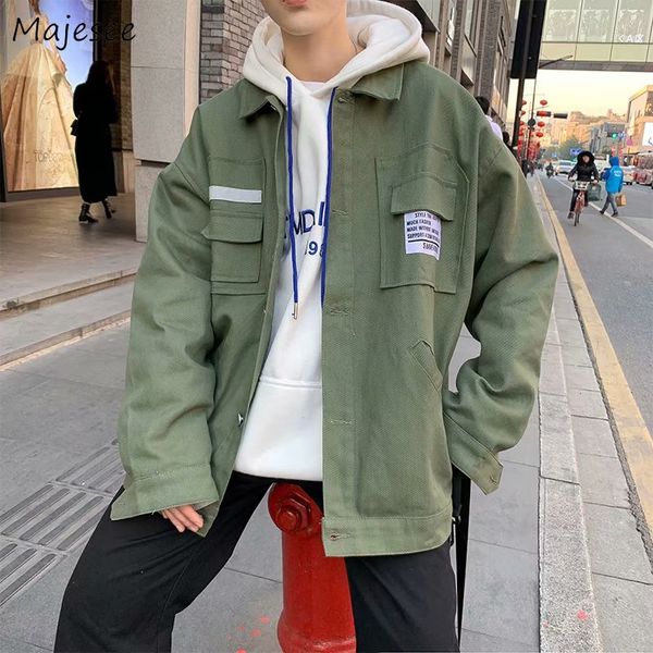 

мужчины куртка chic корейского стиль all-матч плюс размер 2xl harajuku trun вниз воротник незакрепленного student ulzzang retro new leisure, Black;brown