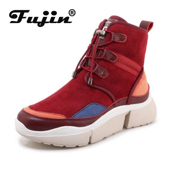 

fujin women boots sneakers high ankle booties shoes color shoes winter wool plush fur warm boots womens winter, Black