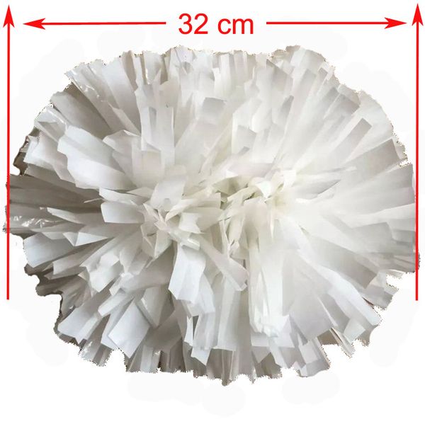 

32cm white cheerleading pompoms (2pieces/lot) cheers pompon with middle plastic handle color can combination