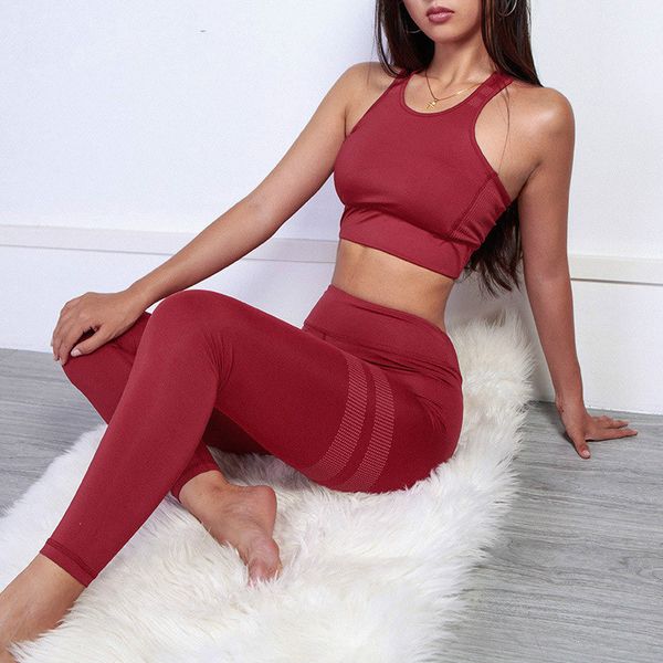 

aprilgrass женщины спортивный костюм gym yoga наборы 2 шт женщины sportwear йога топы леггинсы фитнес sportwear тренировки set фитнес йога w, Gray