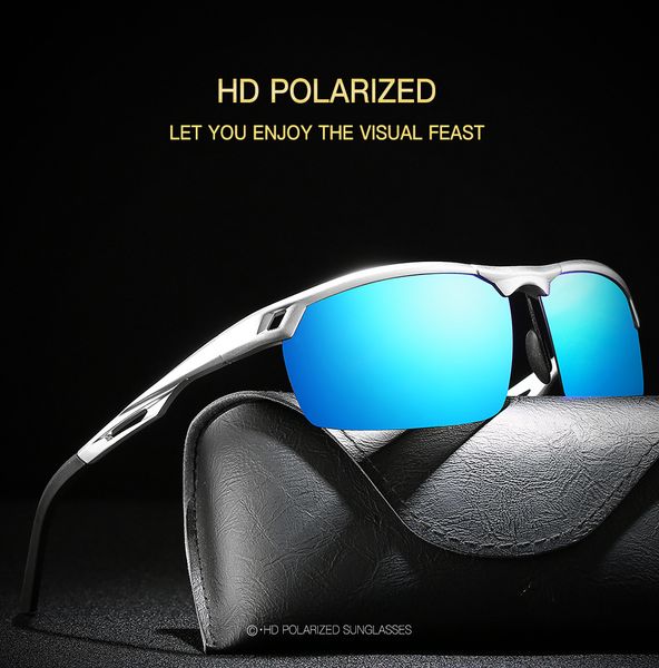 

дизайнерские очки мужчины поляризованный hd вождения солнцезащитные очки красочные покрытия уф-защита mg-al сплав моды кадр роскошные очки с, White;black