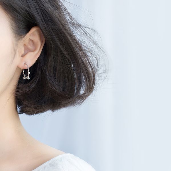 

aroch s925 silver earrings, female simple branches, ear rings, sweet beaded beads, synthetic pearl ear ornaments. e9601, Golden;silver