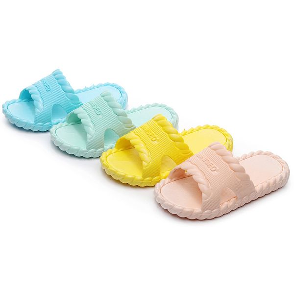 

children' home bathroom inside and outside non-slip soft bottom beach shoes candy color slippers for kids boys girls slippers, Black;grey
