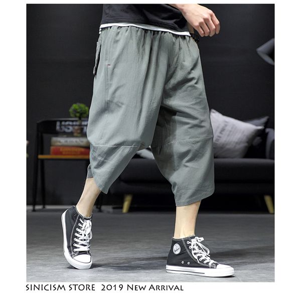 

sinicism store men cotton linen harem pants 2019 mens japanese streetwear harajuku joggers pants male vintage baggy sweatpants, Black