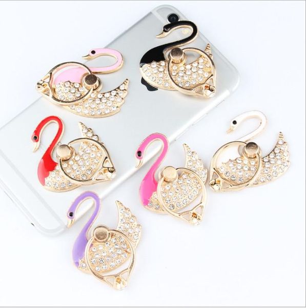 

promotion 100шт оптовой продаж кристалла лебедь кольцо кронштейн телефон держатель гора tablet стол finger оправа ручка держатель для смартф