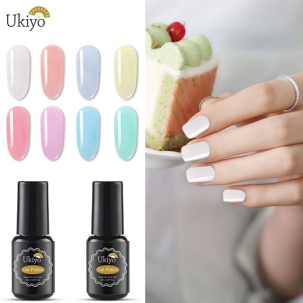 

ukiyo 8ml nude jelly translucent nail gel polish uv led gel nail polish semi permanent soak off gel varnish manicure art lacquer, Red;pink