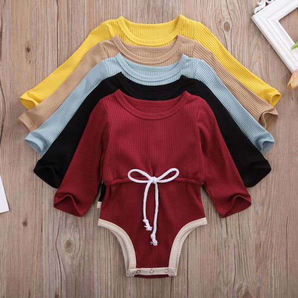 

pudcoco us stock 0-24m newborn baby boy girl bodysuit long sleeve cotton solid jumpsuit pants outfits clothes, White