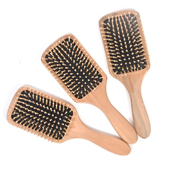 

1pcs health care anti static natural wooden bamboo hair vent brush brushes care and beauty spa salon hairdressing massager comb, Silver