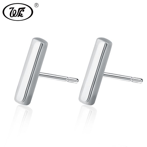 

wk 925 geometric t bar simple minimalist earrings women real pure 925 sterling silver stud earrings jewelry accessories w1 ea059, Golden;silver