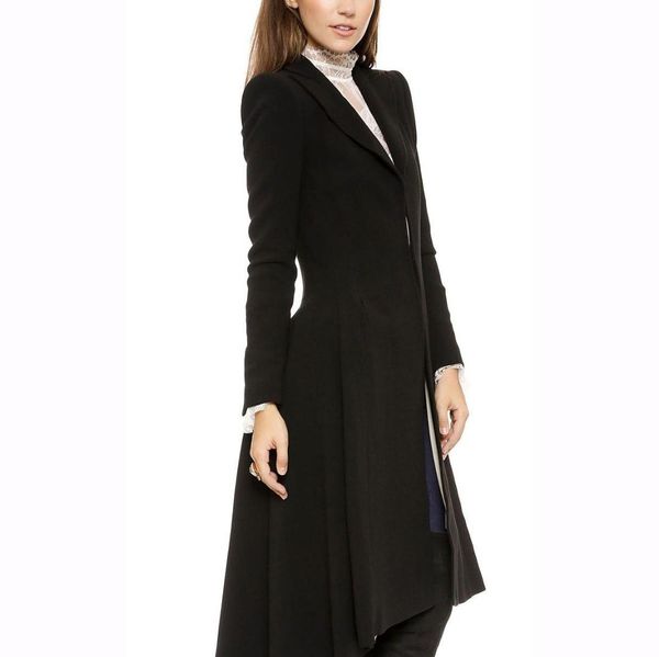 

long sleeve tunic trench coat women elegant 2019 wool outwears, Tan;black