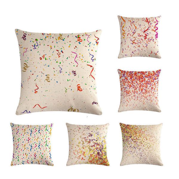 

lighted colorful fireworks hearts printing linen cotton pillow case cushion cover car sofa bed decoration zy541