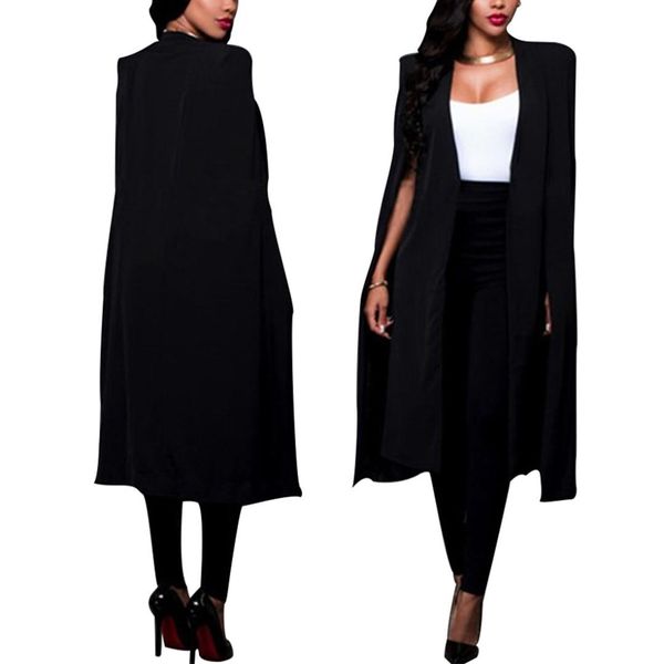 

jimmyhank women's autumn vintage split sleeve cloak blazer suit coat coat fake long sleeve casual blazer, White;black