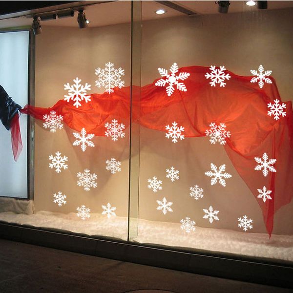 

new happy new year christmas snowflake wall stickers showcase wall decals vinyl window decor home decorative