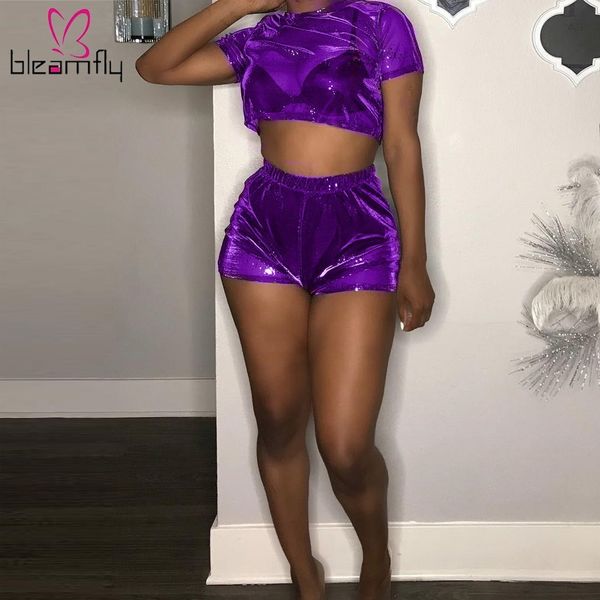 

mesh sheer two piece set women o-neck short sleeve crop high waist short pants matching sets party club see through suit, White