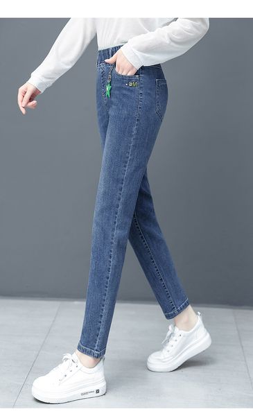 

the blue outside the spring han edition ladies wear high waist joker fat mm thin black big yards pants