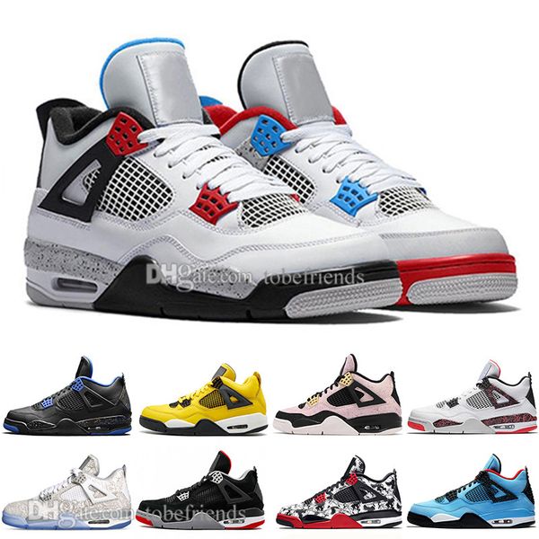 

bred 4 4s what the cactus jack laser wings mens basketball shoes denim blue pale citron men sports designer sneakers 36-47