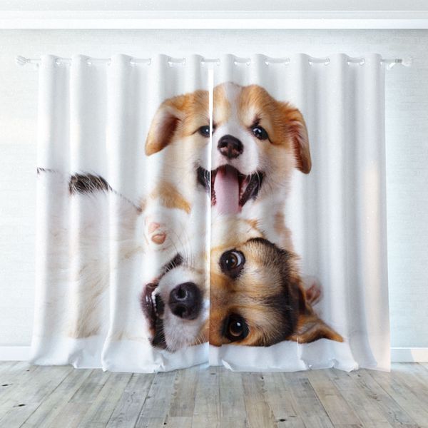 2019 3d Digital Printing Personality Custom Curtain Two Cute