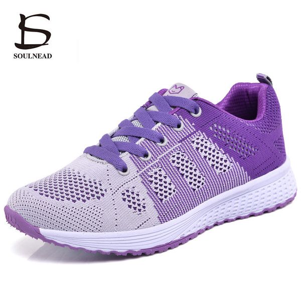 

running shoes for women fashion casual shoes girl's weave breathable outdoor sports female sneakers gray purple 35-40