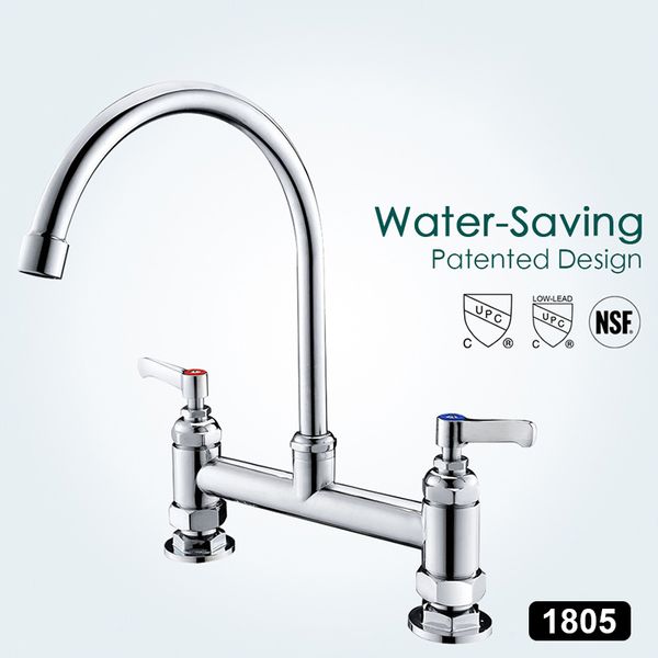 2019 Rv Double Handle Silver Double Basin Kitchen Faucet Tap Dual