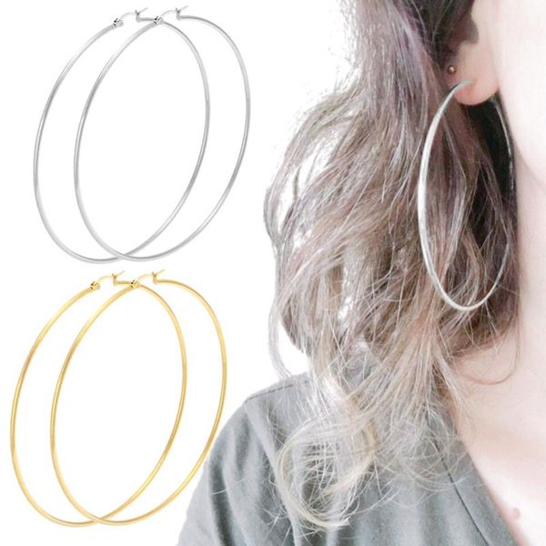 

huge gold hoop earrings for women stainless steel plated gold hooped earrings for women large hoop, Golden;silver