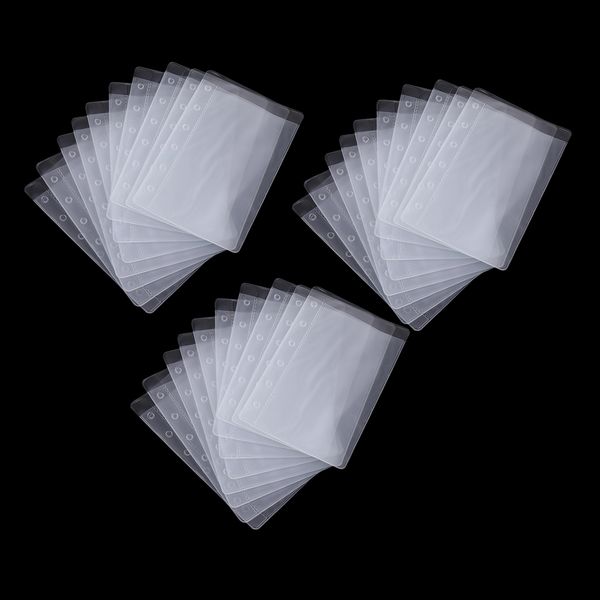 

30 pcs durable pvc binder pockets loose leaf notebook refills filler organizer for documents notebooks cards, semi transparent