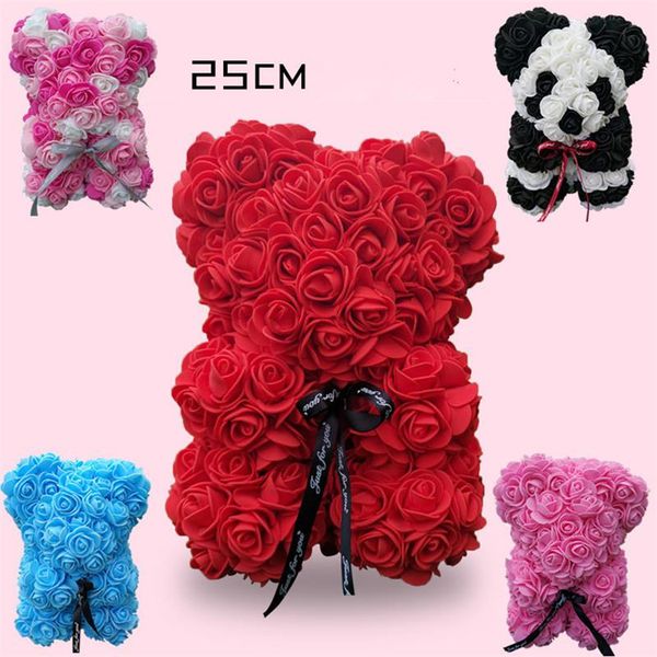 

25cm cute bear valentine's day t1i1811 gift rose bear toys teddy romantic bears doll rose flowers moby present decorative baby 5pcs pe