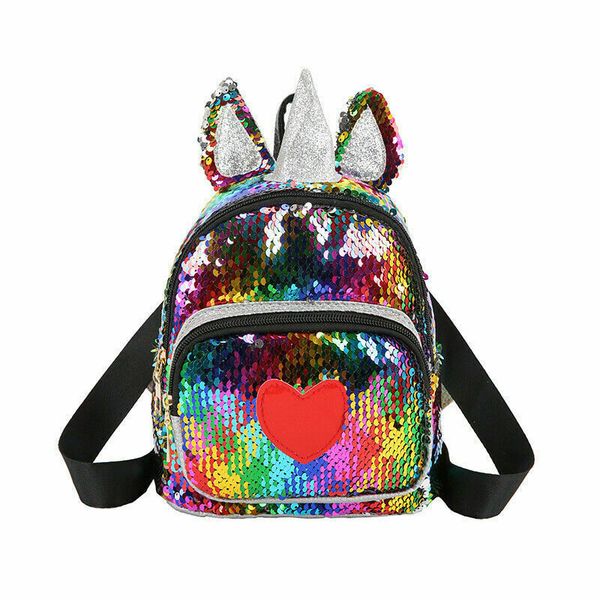 

2019 cute girl women sequin unicorn mini backpack children teenager fashion small school bag rucksack