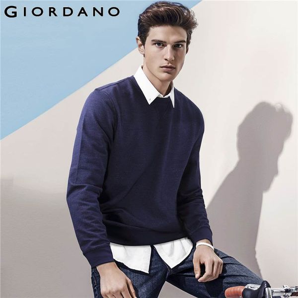 

giordano men sweatshirt solid long sleeves mens hoodies casual pullover male fashion homme streetwear masculina sweatshirts, Black